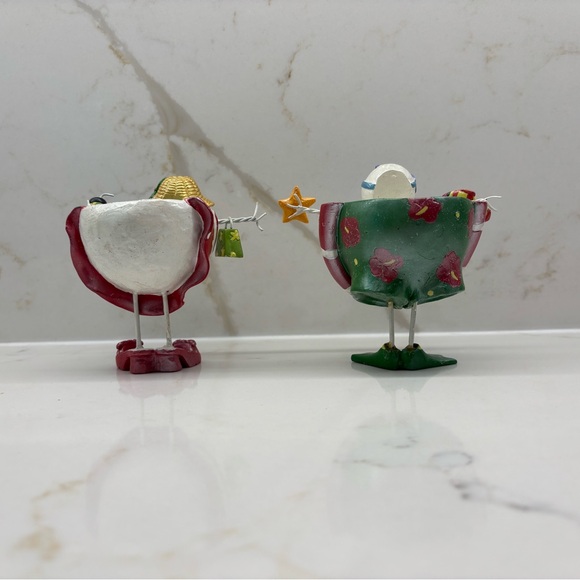 Pair of Snowman Snow Woman Beach Christmas Candle Holders in Beach Wear Holiday - Picture 3 of 4